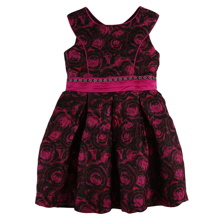 Bonnie Jean Girls Shimmering Floral Brocade Dress