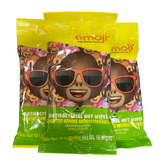 Emoji Antibacterial Wet Wipes 16 Lingettes  (Pack of 3, Total of 48 Wet Wipes)