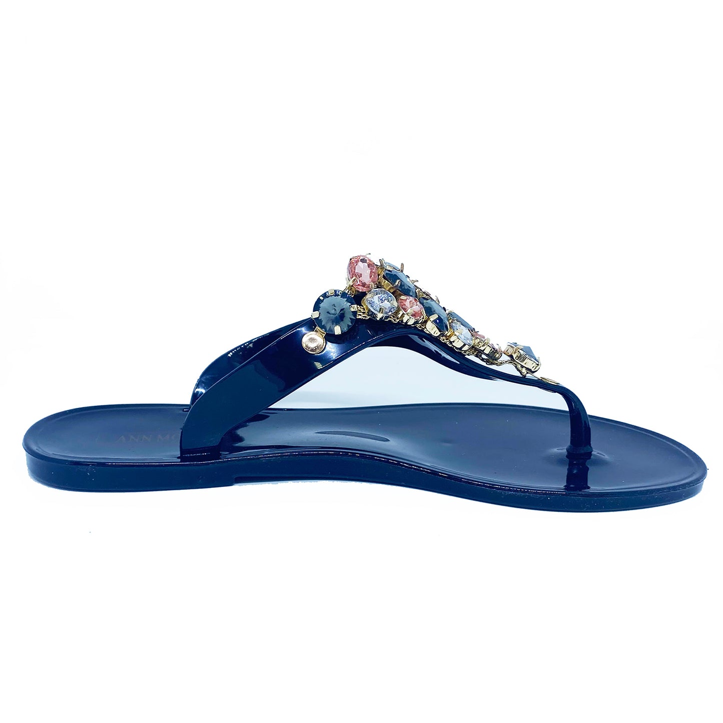 Ann More Campbe11 Jelly Sandals w/Gems Black