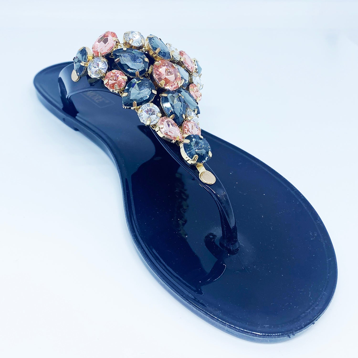 Ann More Campbe11 Jelly Sandals w Gems Black Rafaelos