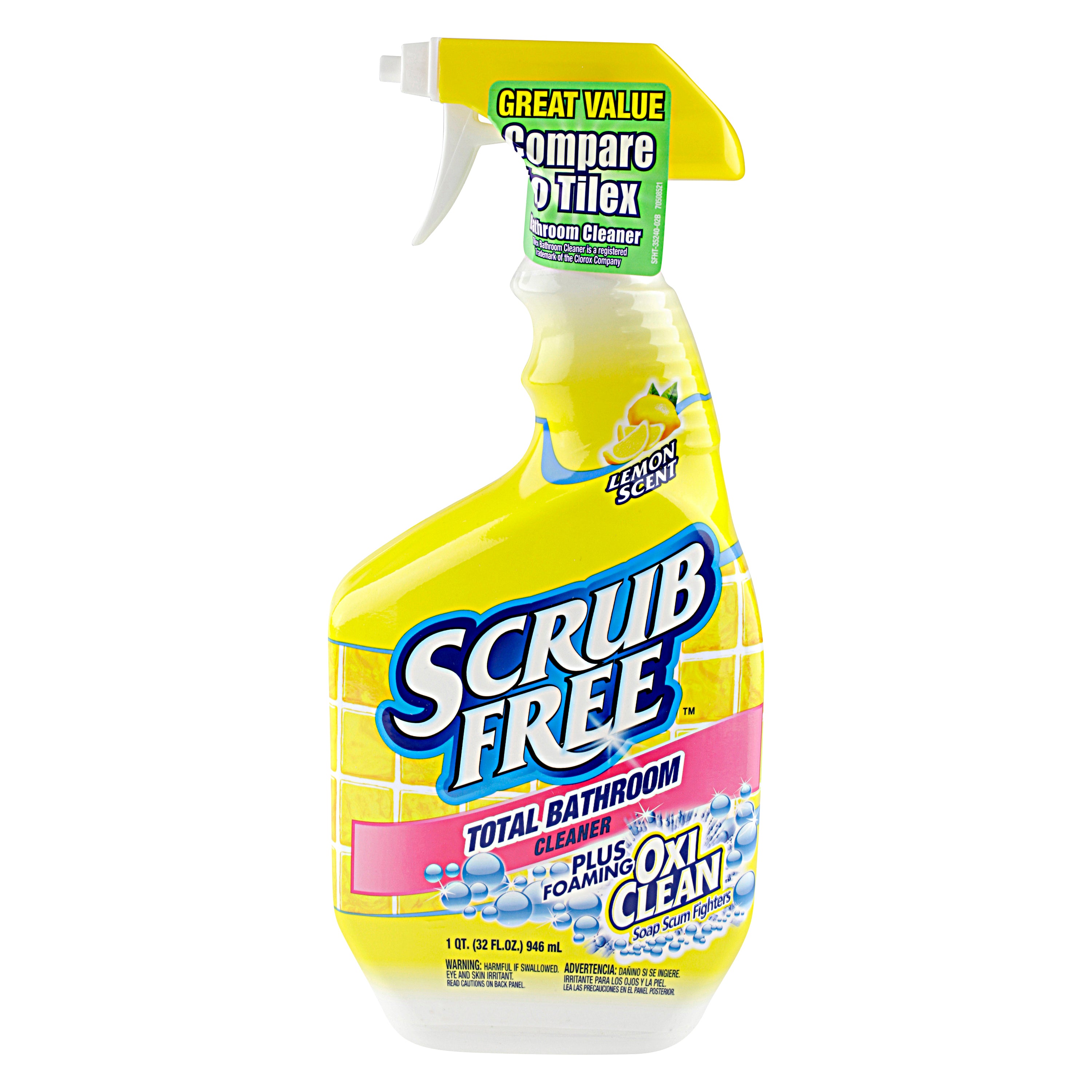 Scrub Free Total Bathroom Cleaner with OxiClean, Lemon Scent, 32 fl oz