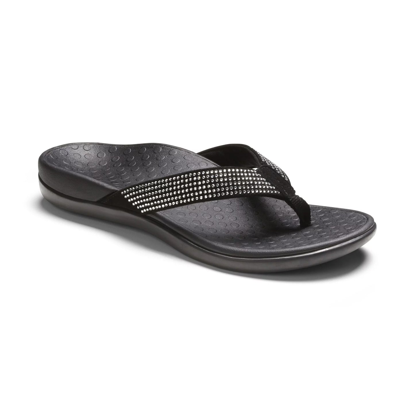 Vionic Women's Tide Rhinestones Thong Sandal Black