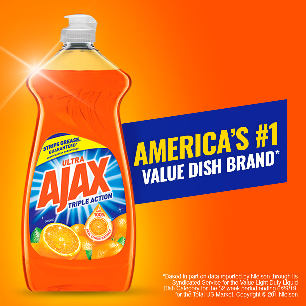 Ajax Ultra Triple Action Liquid Dish Soap, Orange 90 fluid ounce