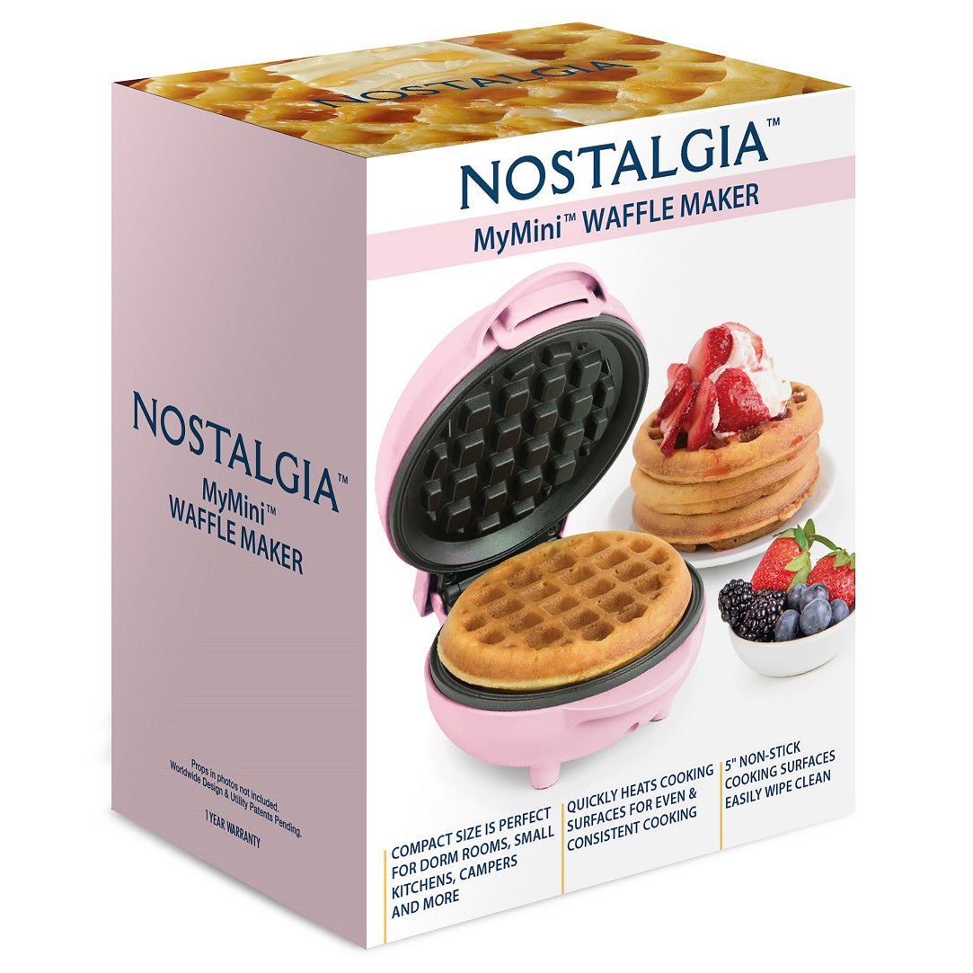 Nostalgia My Mini Personal Electric Waffle Maker Pink