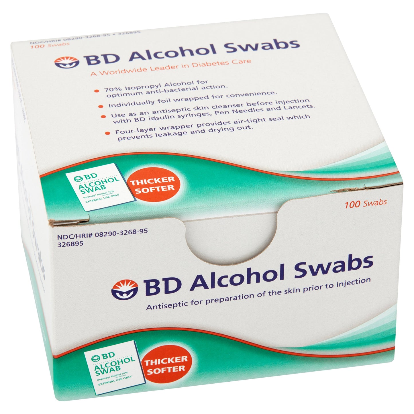 BD Alcohol Swabs 100 Each Box