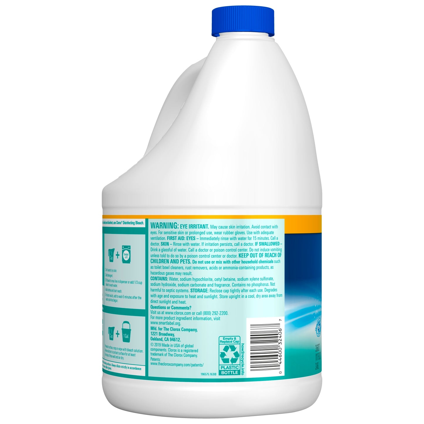Clorox Scented Splash-Less Liquid Bleach, Clean Linen 117 oz Bottle