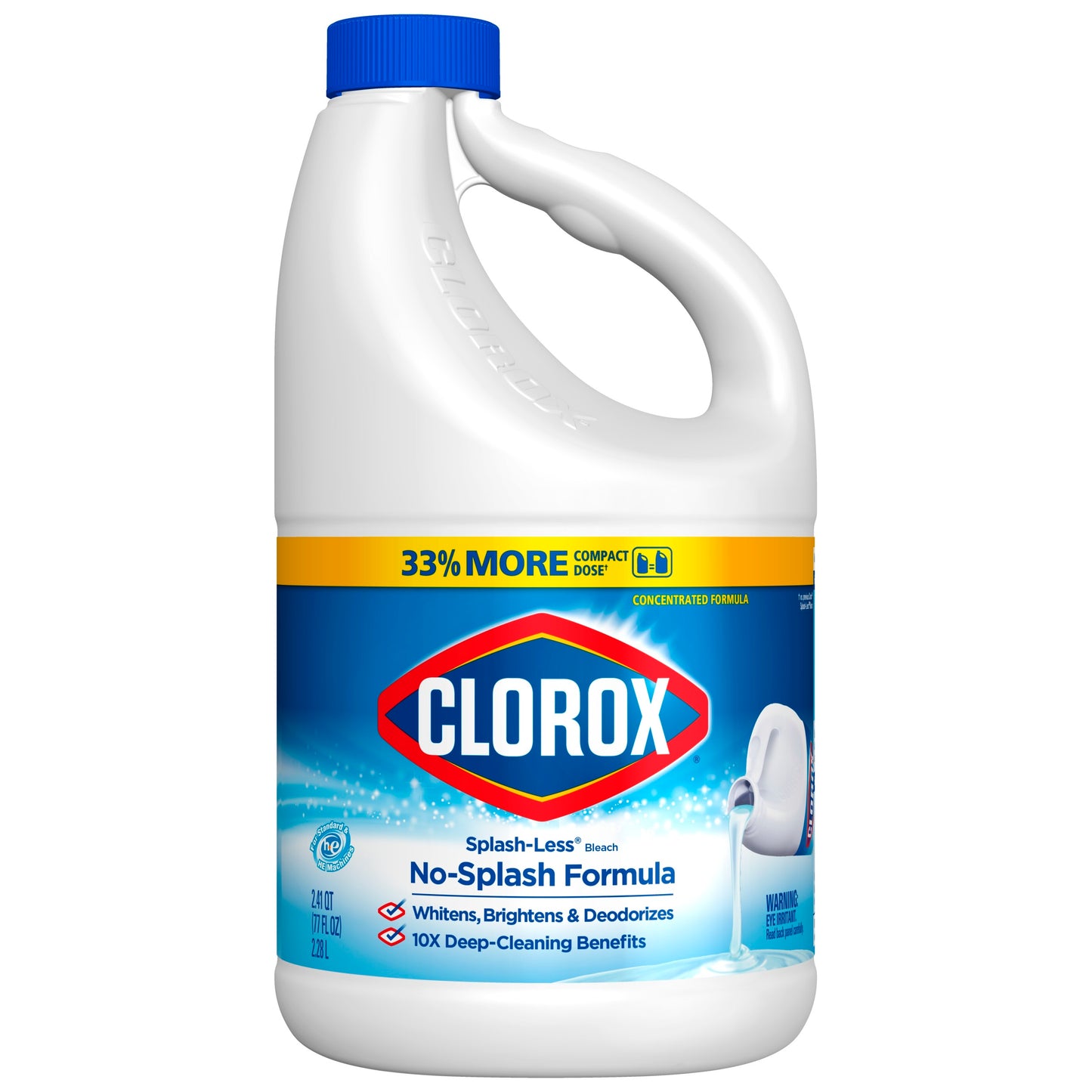 Clorox Splash-Less Liquid Bleach, Regular (Concentrated Formula) 77 oz