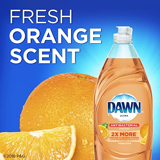 Dawn Ultra Antibacterial Hand Soap, Liquid Dish Soap, Orange Scent, 19.4 fl oz. (Pack of 2)