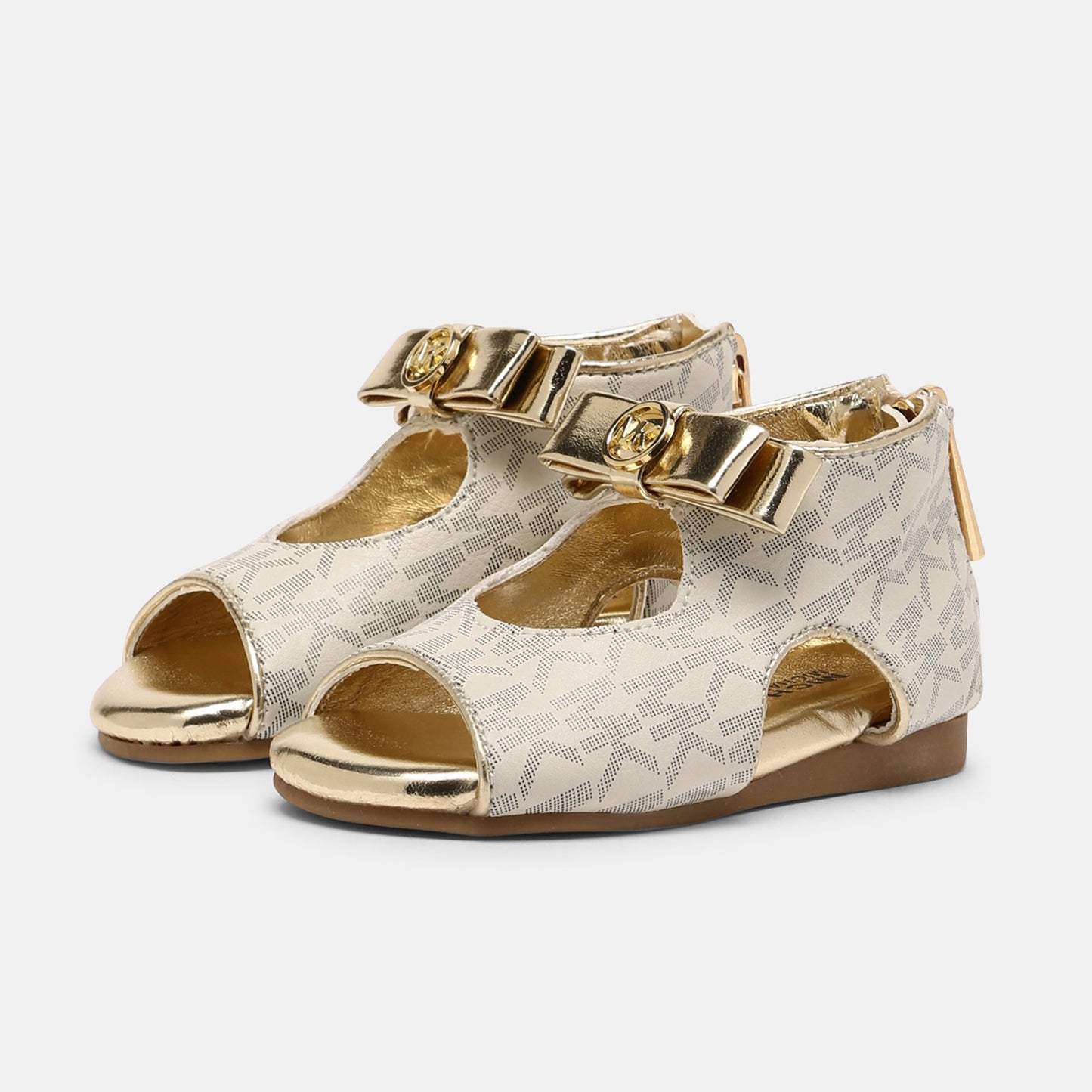 Michael Kors Tilly Dahnia 3 Sandal Ivory & Gold Monogram (Toddler)