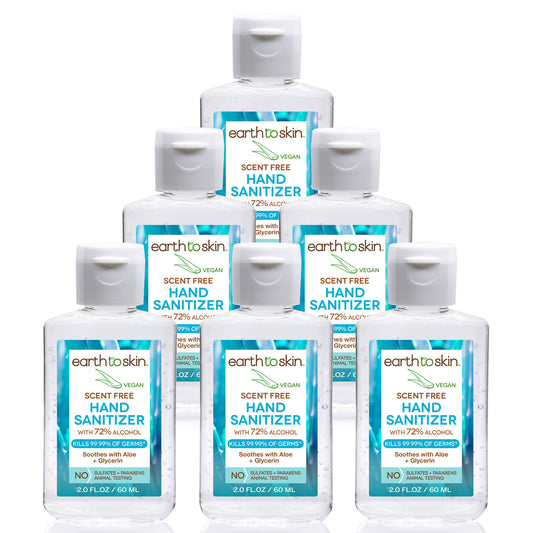 Hand Sanitizer Gel, 2 oz Scent Free, by Earth to Skin (6 Pack)