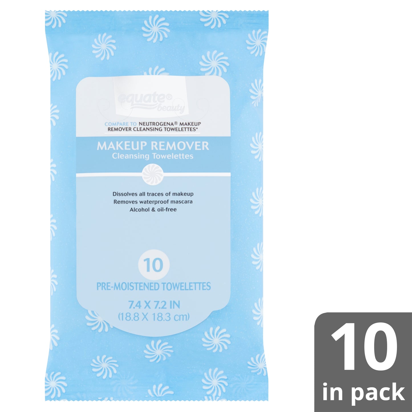 Equate Beauty Makeup Remover Cleansing Towelettes, 10 count (Pack of 3)