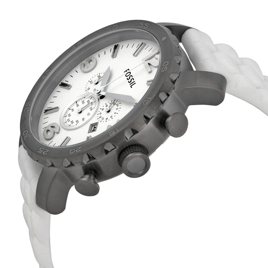 Fossil Chronograph White Rubber Band Analog Watch (JR1427)