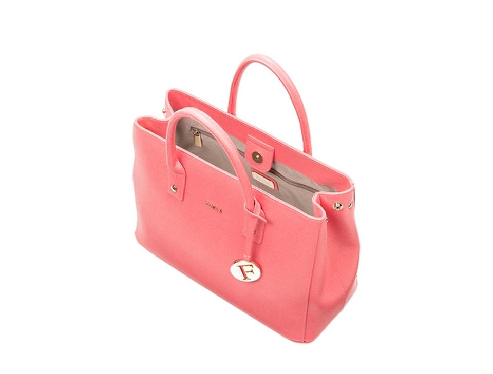 Furla Saffiano Linda Tote Peonia Pink Leather Shoulder Bag (768285)