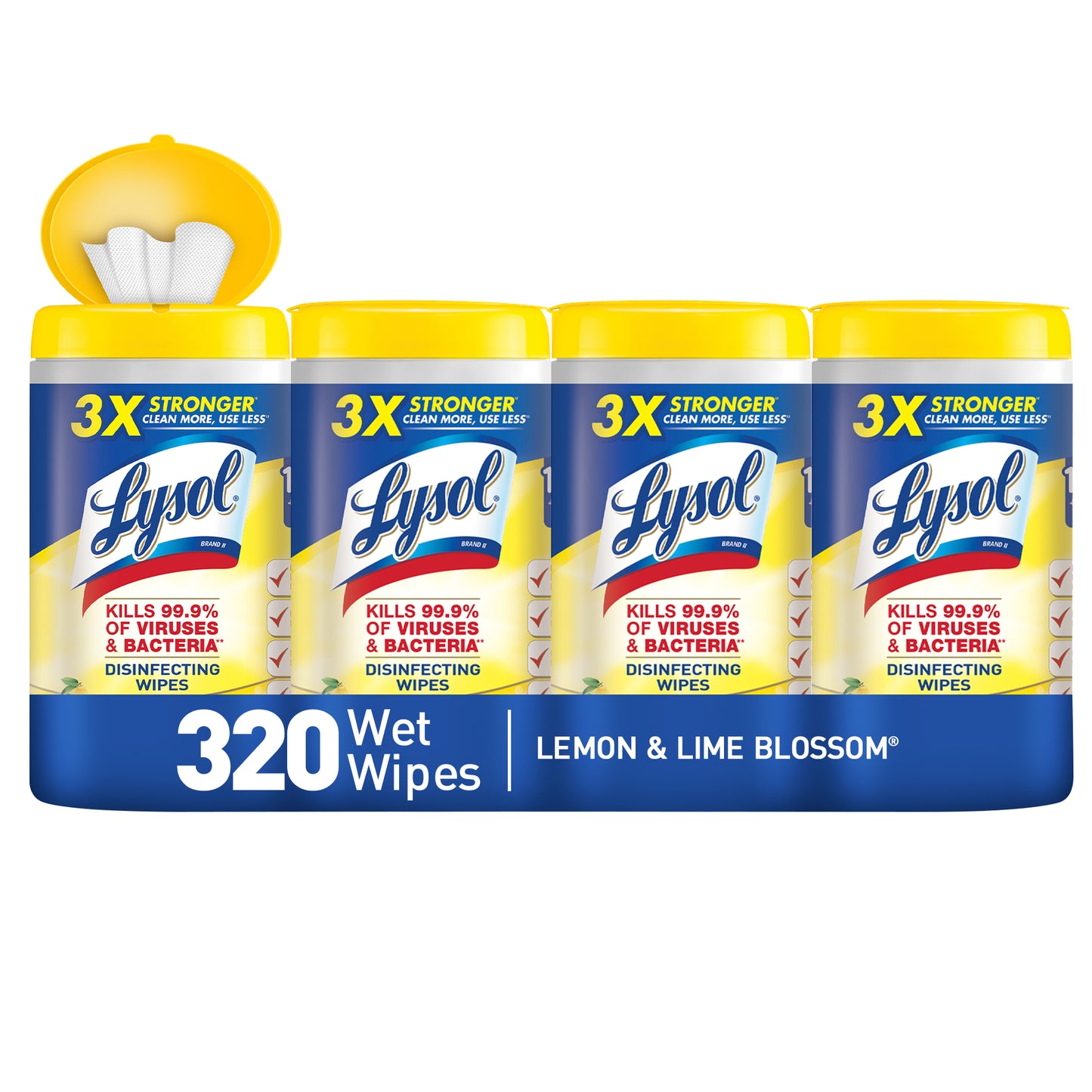 Lysol Disinfecting Wipes, Lemon & Lime Blossom, 320ct (4x80ct)