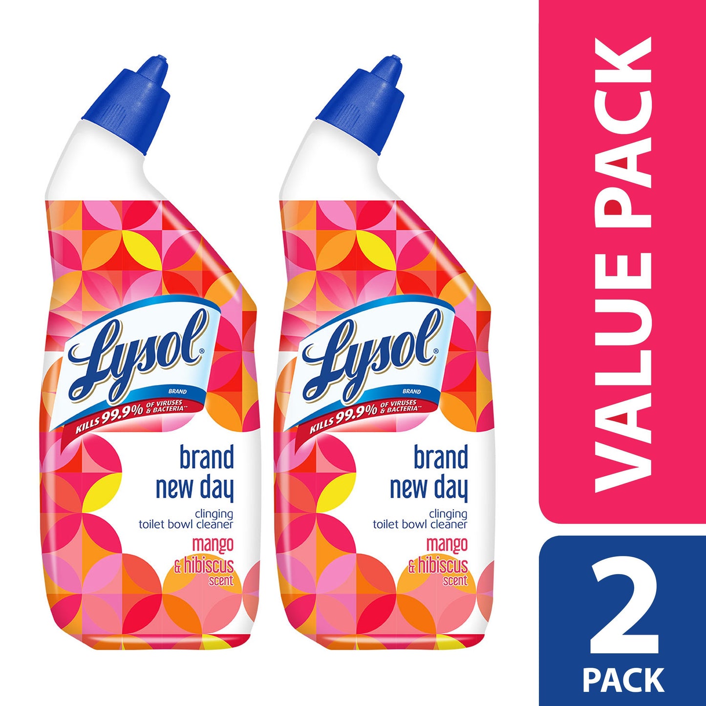 Lysol Toilet Bowl Cleaner, Brand New Day, Mango & Hibiscus, 24 oz (PACK OF 2 pcs)