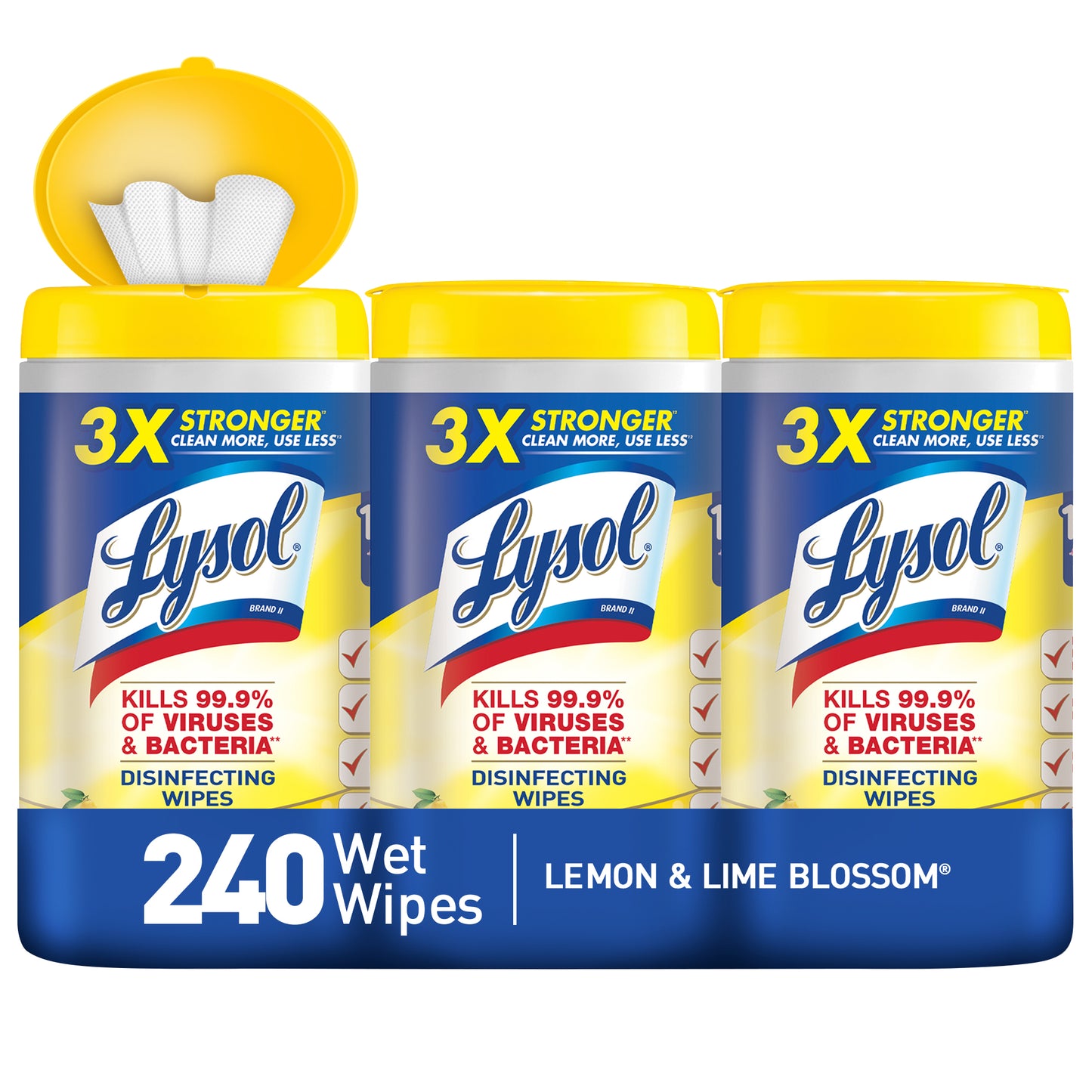 Lysol Disinfecting Wipes, Lemon & Lime Blossom, 240ct (3X80ct)