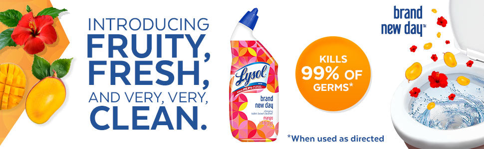 Lysol Toilet Bowl Cleaner, Brand New Day, Mango & Hibiscus, 24 oz (PACK OF 2 pcs)