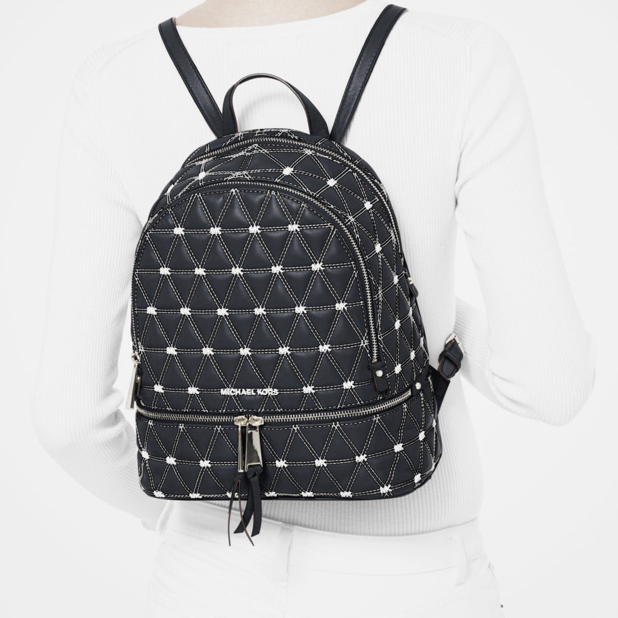Rhea medium leather backpack black Clearance