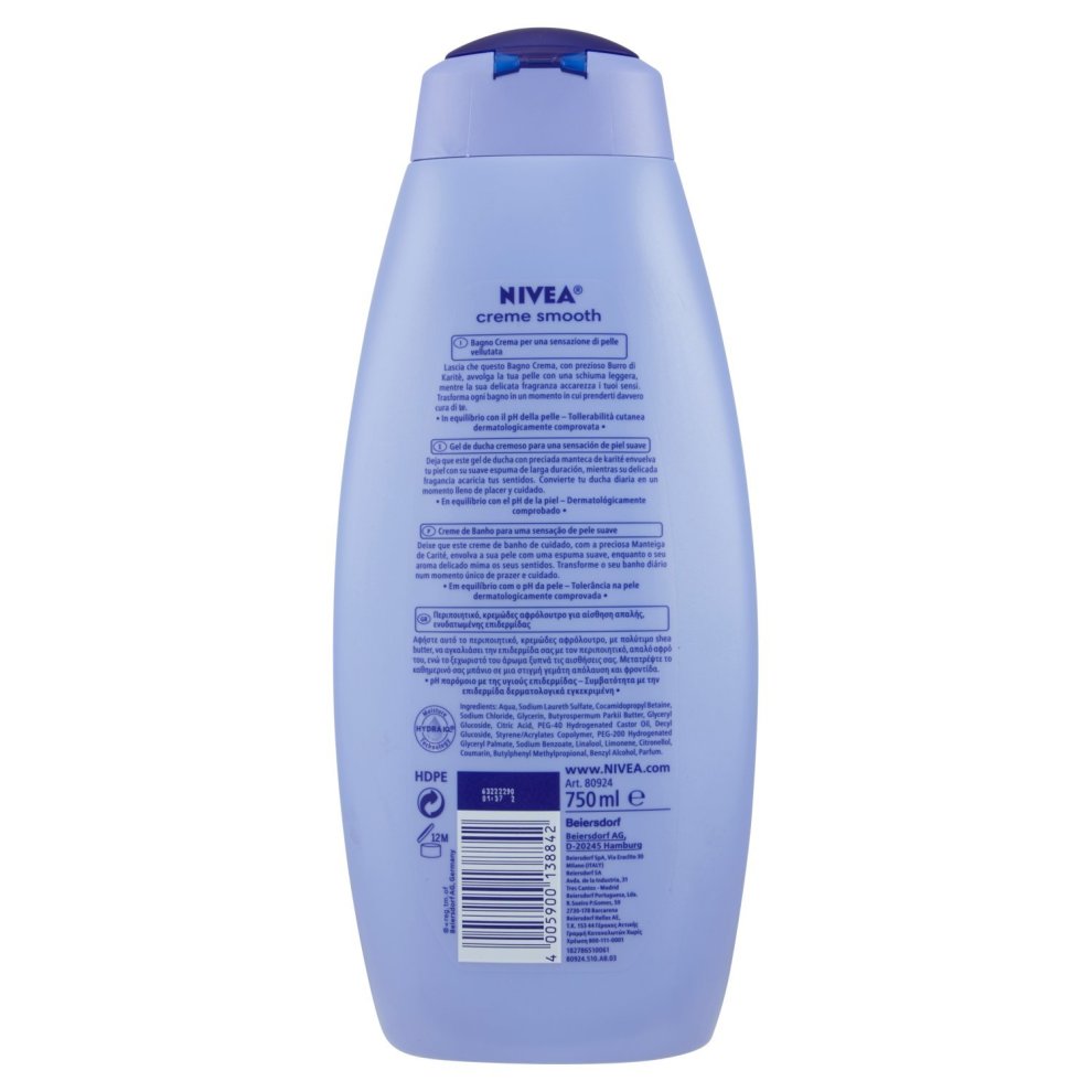 Nivea Cream Smooth Shower Gel Shea Butter 750 ml "2-PACK"