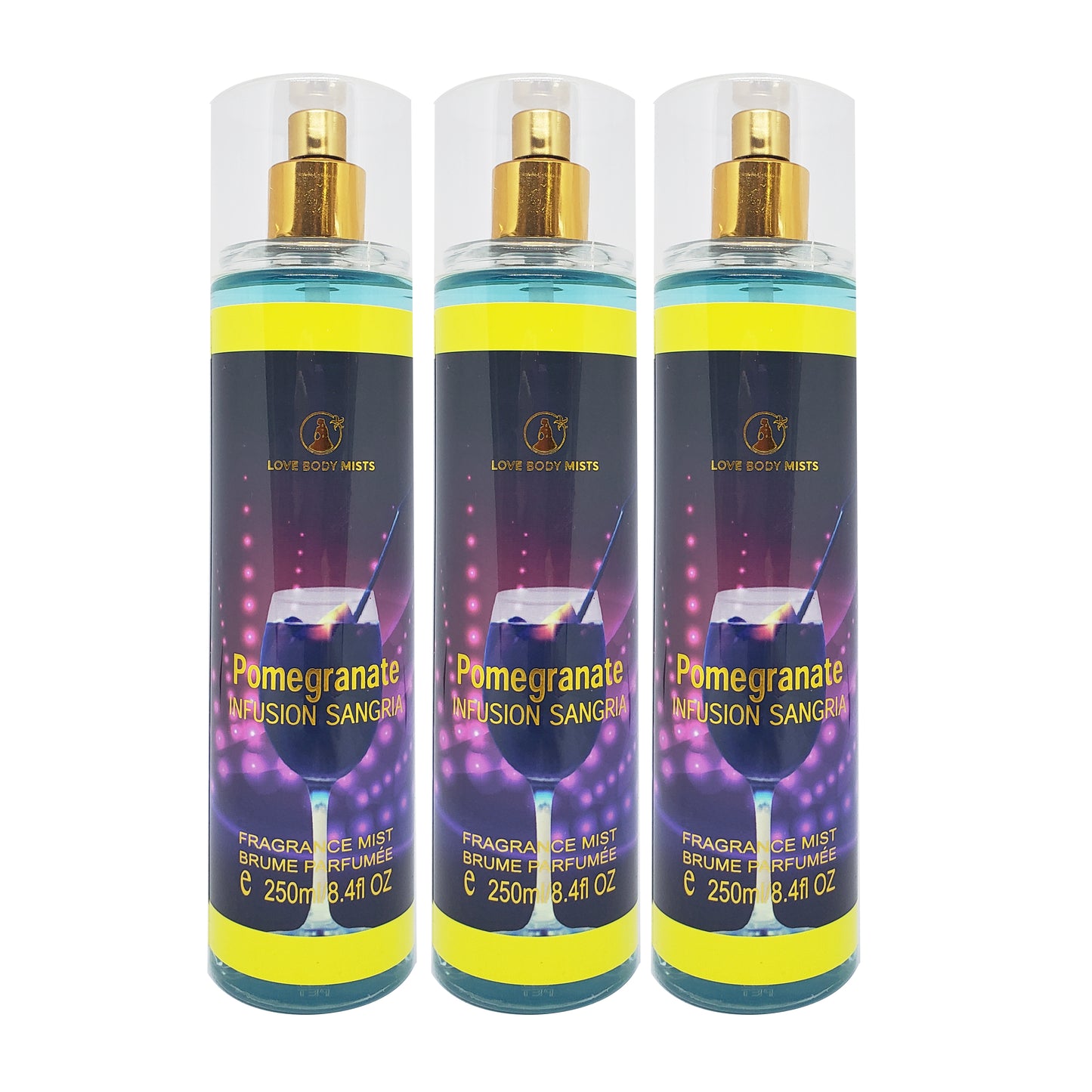 Love Body Mists Flowers and Fruits Spray 8.4 oz 250 ml 3-PACK