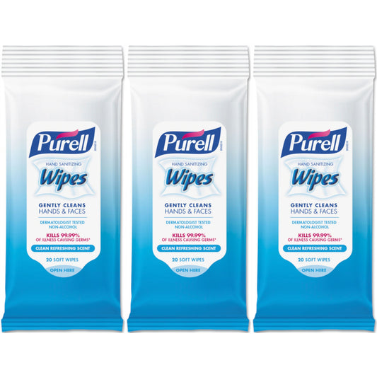 PURELL Hand Sanitizing Wipes Clean Refreshing Scent 20 count (Pack of 3)