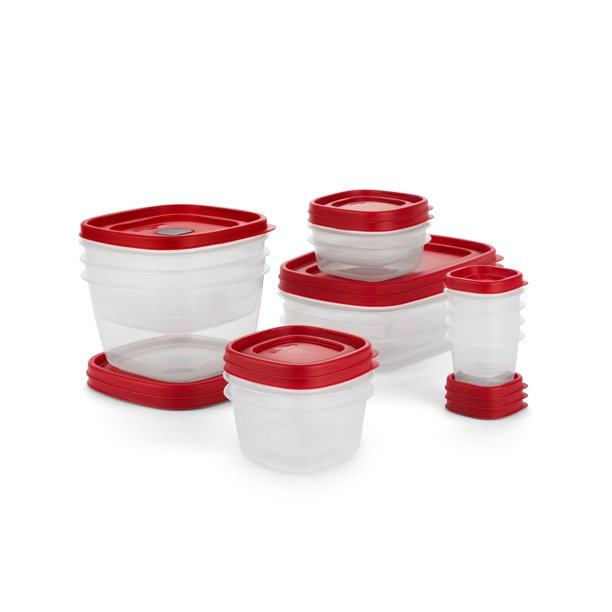 Rubbermaid Easy Find Vented Lids Food Storage Containers, 26-Piece Set, Red