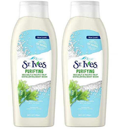 St. Ives Body Purifying Sea Salt & Pacific Kelp Body Wash 24 oz 709 ml "2-PACK"