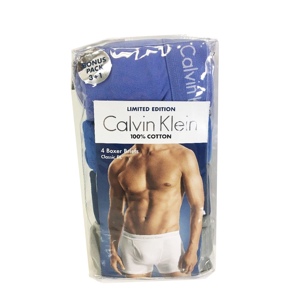 Calvin Klein Men's Holiday Cotton Boxer Brief 4-Pack, Particle Blue Multi (NB1175-923)