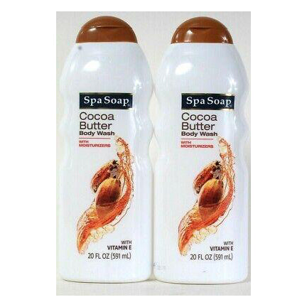 Spa Soap 20 Oz Cocoa Butter With Vitamin E Moisturizing Body Wash "2 Pack"