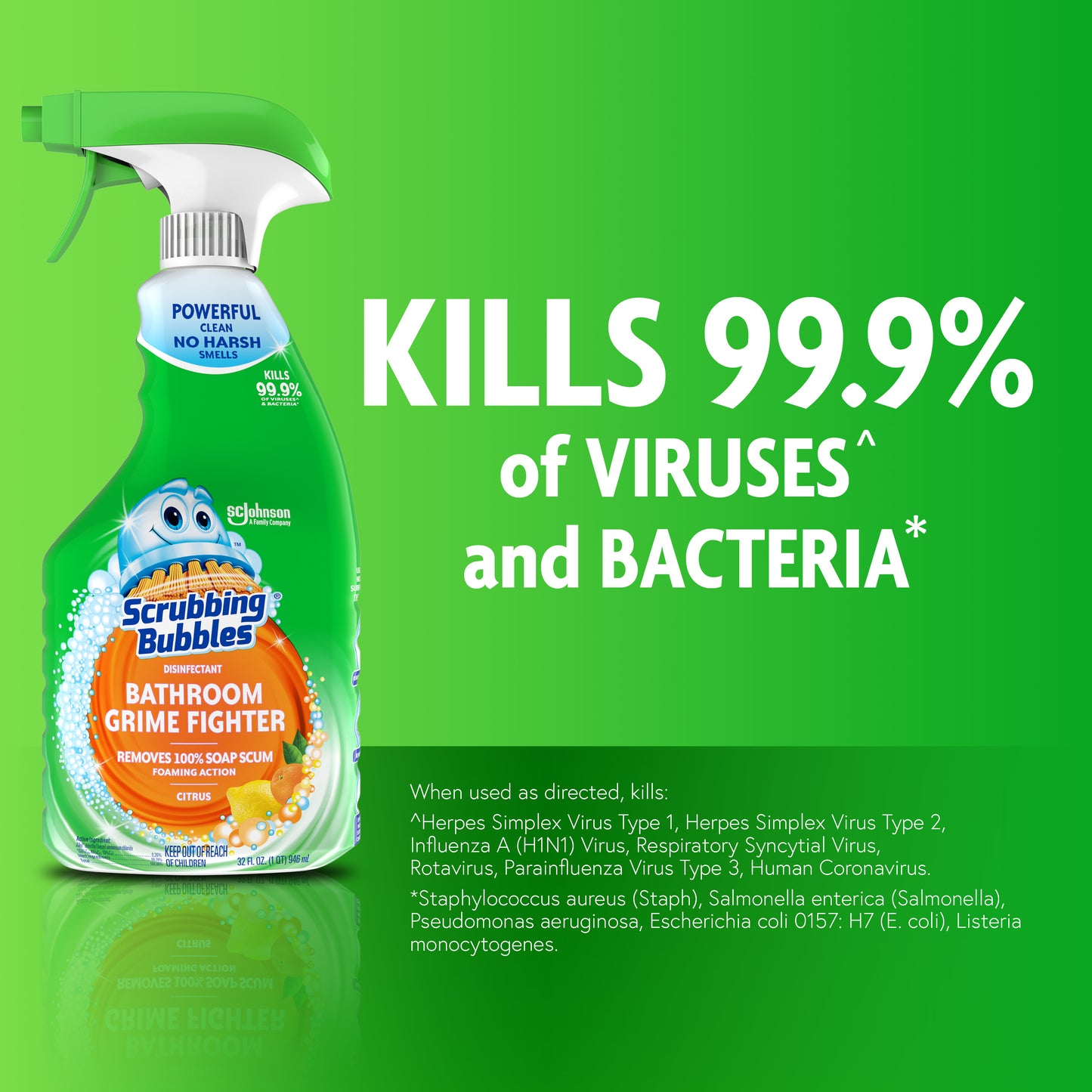 Scrubbing Bubbles Disinfectant Bathroom Grime Fighter, Spray, Citrus, 32 FL OZ