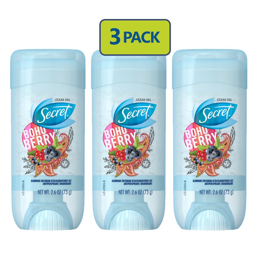 Secret Clear Gel Antiperspirant 2.6 oz Stick "3-PACK"