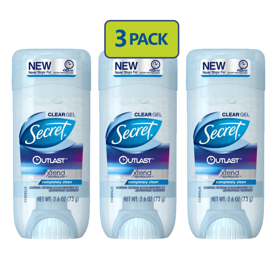 Secret Clear Gel Antiperspirant 2.6 oz Stick "3-PACK"