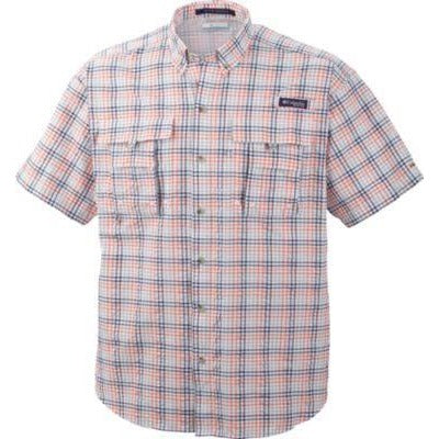 Columbia Men's PFG Super Bahama Short Sleeve Shirt Bright Peach (SMALL)