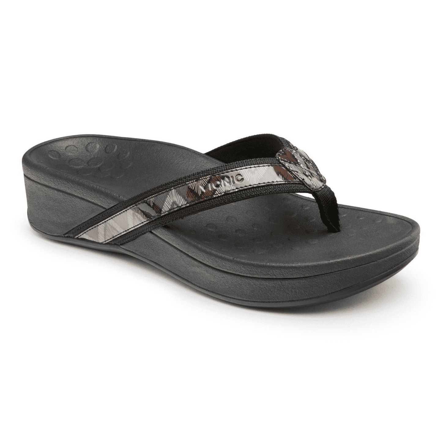 Vionic Women's Pacific Hightide Thong Sandal Black Chevron