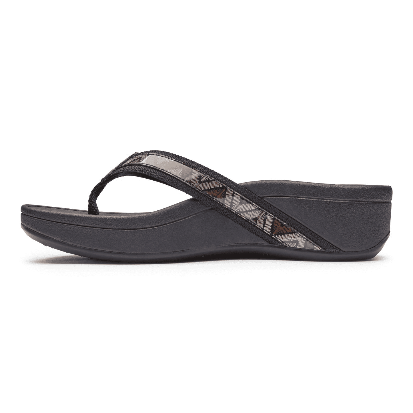Vionic Women's Pacific Hightide Thong Sandal Black Chevron
