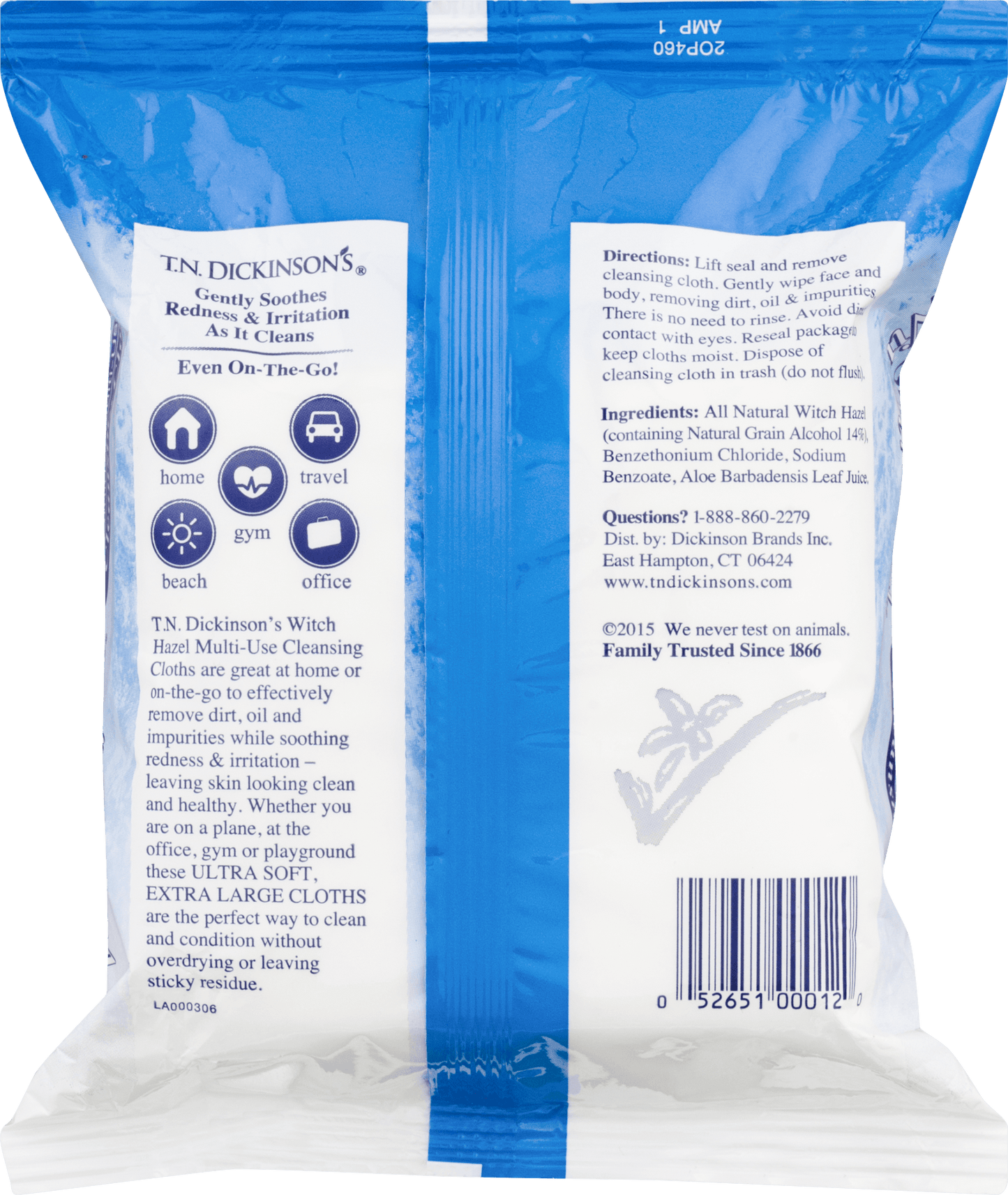 T.N. Dickinson's Witch Hazel Cleansing Cloths, 25 Count,