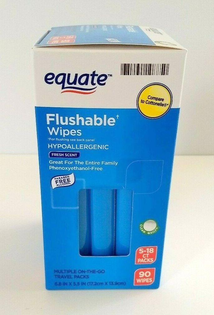 Equate Flushable Wipes, 18 ct, 5/pk, 90 wipes in total