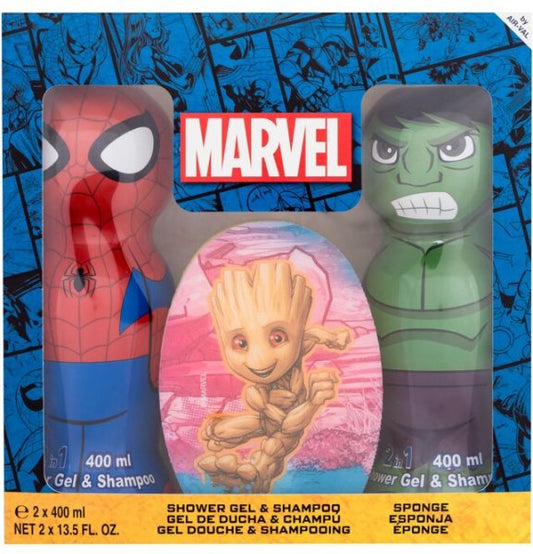 Marvel Shower Gel & Shampoo Gift Set Sponge Included For Kids