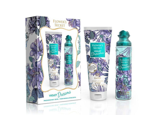 Flower's Secret Violet Dreams Mist 250 ml & Moisturizing Lotion 250 ml Gift Set By EMPER