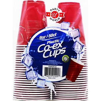 Universal 9 oz Co-ex Red Cups 50 pcs Red Pack