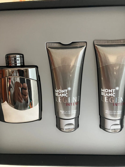 MONT BLANC LEGEND INTENSE 3Pcs Set (3.3oz EDT + 3.3oz A/S/Balm and S/Gel)**NEW SEALED**