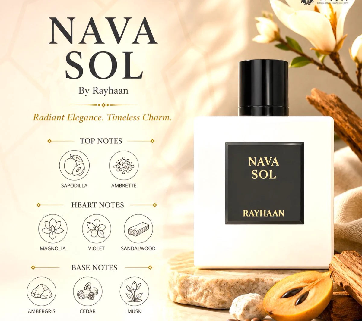 Rayhaan NAVA SOL Eau de Parfum Unisex 3.4 oz / 100 ml