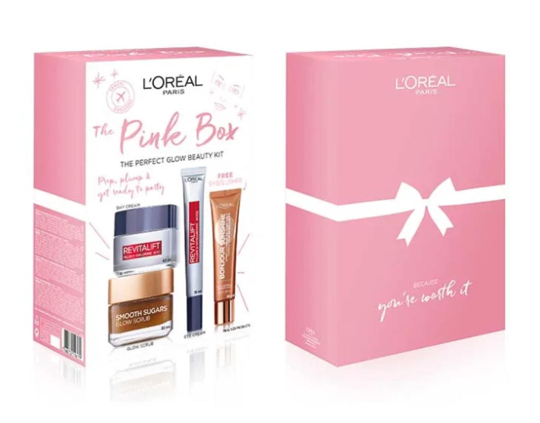 L'Oreal Paris The Pink Box Glow Beauty Kit 4 Pcs Gift Set