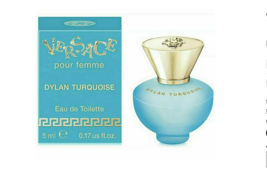 Versace Dylan Turquoise Eau de Toilette Mini 0.17 oz / 5 ml Splash (1–3 Pack Options)