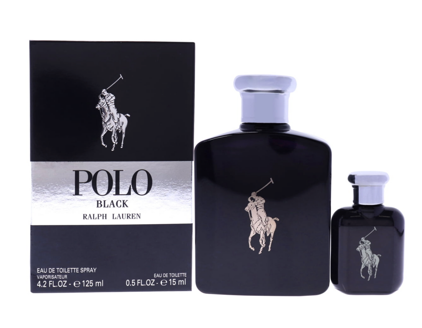 Ralph Lauren Polo Black Gift Set Eau de Toilette for Men 4.2 oz / 125 ml + 0.5 oz / 15 ml