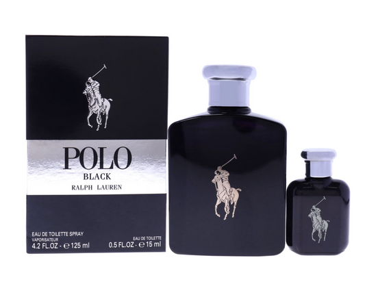 Ralph Lauren Polo Black Gift Set Eau de Toilette for Men 4.2 oz / 125 ml + 0.5 oz / 15 ml