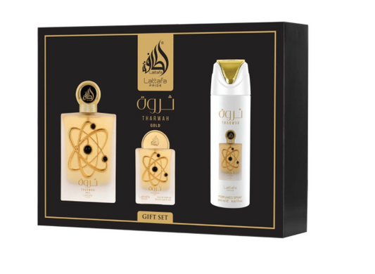 Lattafa Tharwah Gold Gift Set for Men – Eau de Parfum (EDP) 3.4 oz / 100 ml