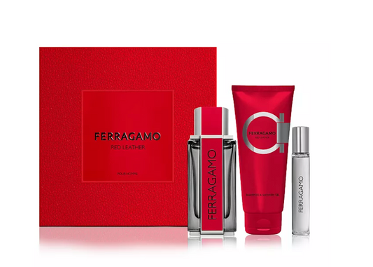 Salvatore Ferragamo Red Leather 3-Piece Gift Set Eau de Parfum