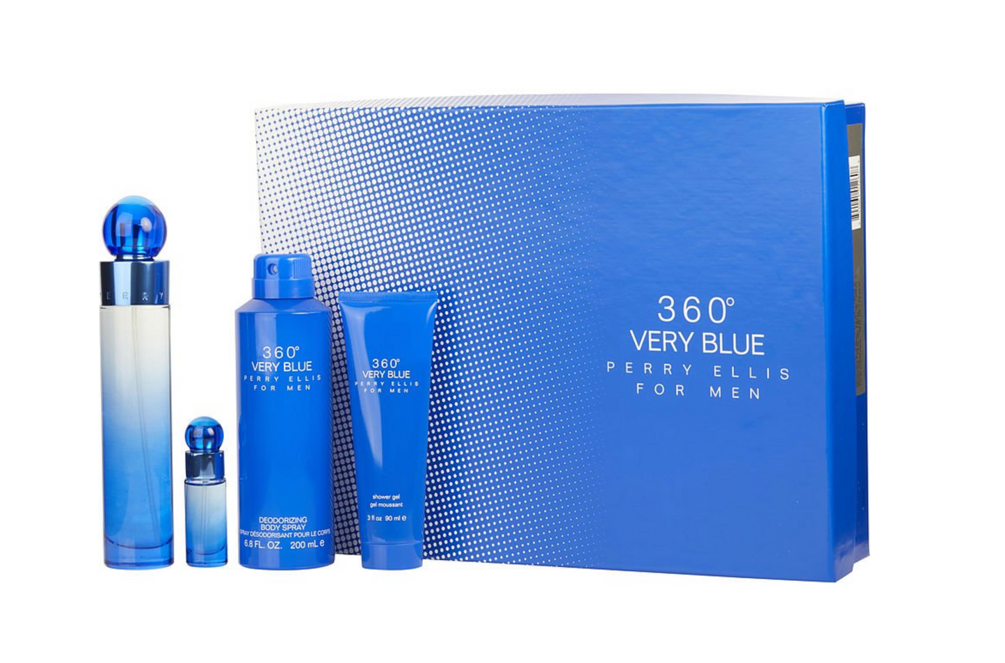 Perry Ellis 360 Very Blue for Men 4 Piece Gift Set 3.4 oz / 100 ml