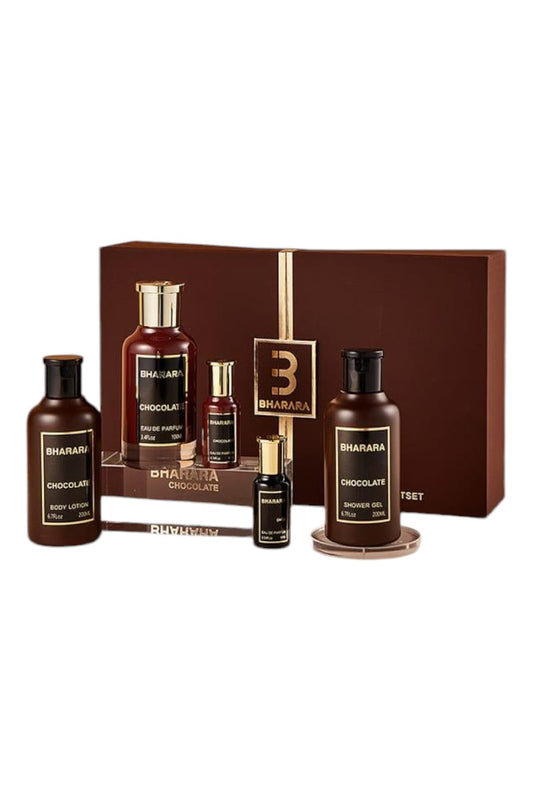 BHARARA Chocolate 5 PCS 3.4 oz EDP +0.34 oz EDP Mini +6.7 oz B.L.+6.7 Oz S.GEL+0.34 oz